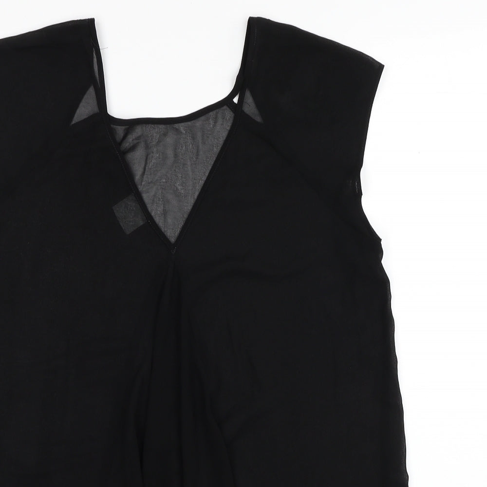 George Womens Black Polyester Basic Tank Size 16 V-Neck - Cut Out Details