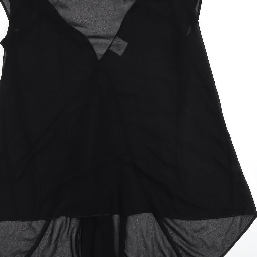 George Womens Black Polyester Basic Tank Size 16 V-Neck - Cut Out Details
