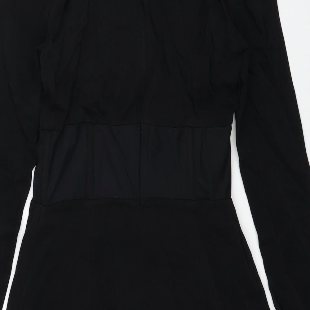 Zara Womens Black Polyimide Mini Size S Boat Neck Zip