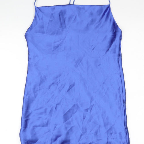 Zara Womens Blue Polyester Mini Size S Square Neck Pullover