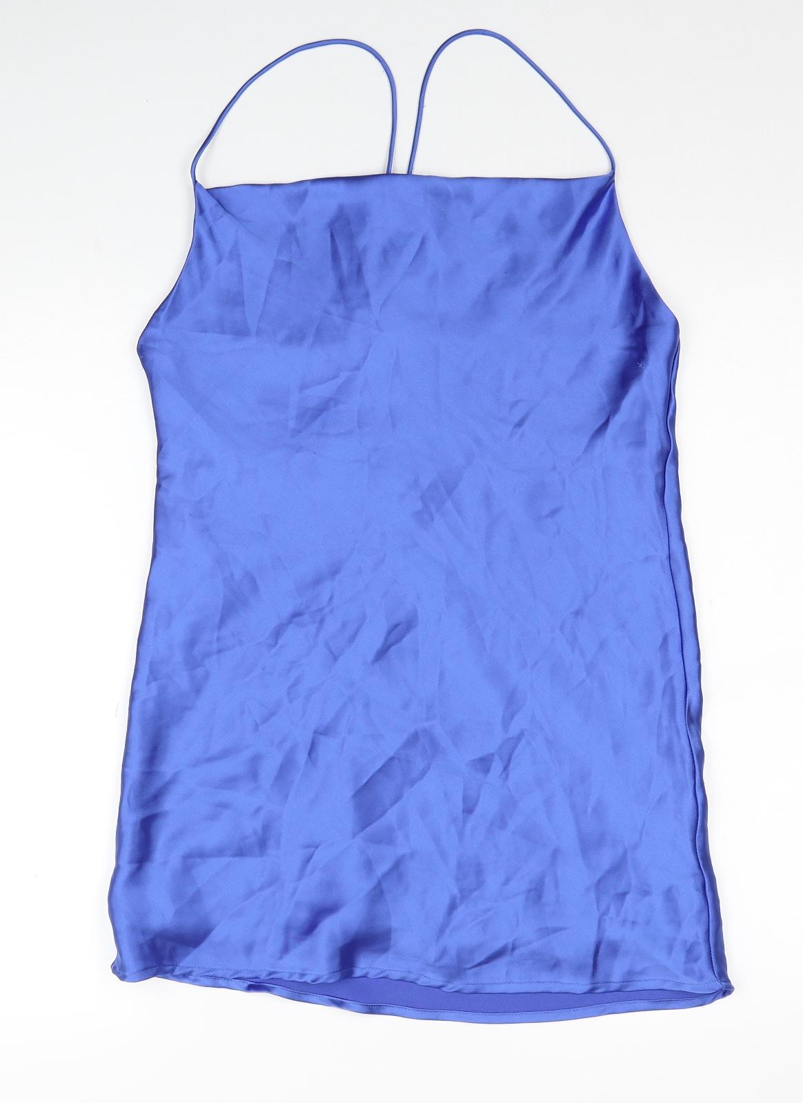 Zara Womens Blue Polyester Mini Size S Square Neck Pullover