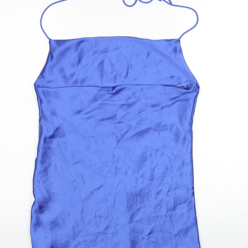 Zara Womens Blue Polyester Mini Size S Square Neck Pullover