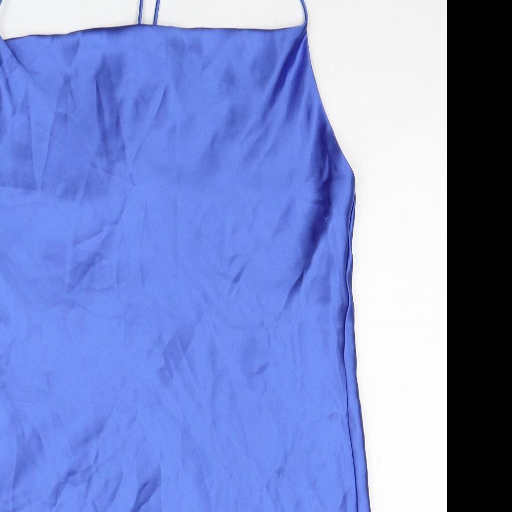 Zara Womens Blue Polyester Mini Size S Square Neck Pullover