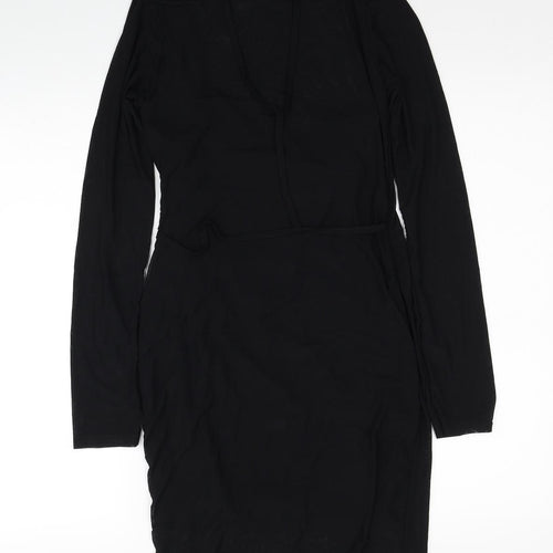 Missguided Womens Black Polyester Pencil Dress Size 10 Round Neck Pullover