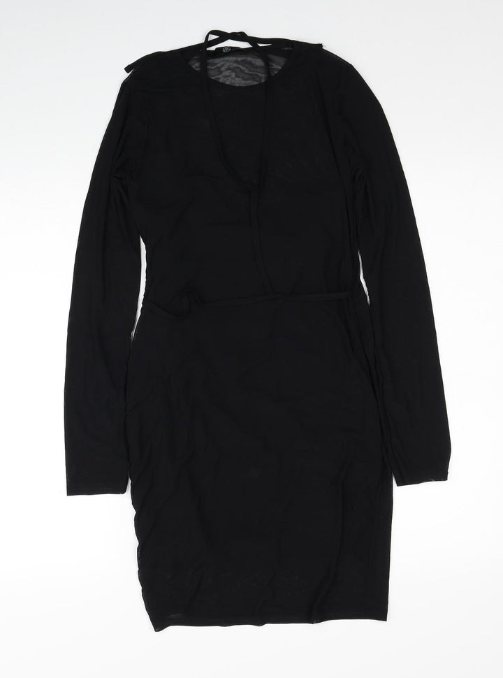 Missguided Womens Black Polyester Pencil Dress Size 10 Round Neck Pullover