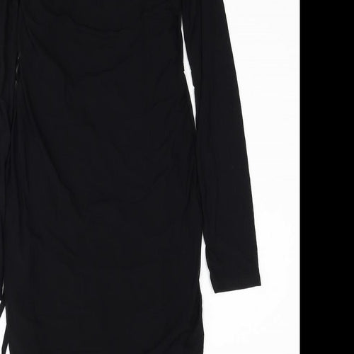 Missguided Womens Black Polyester Pencil Dress Size 10 Round Neck Pullover