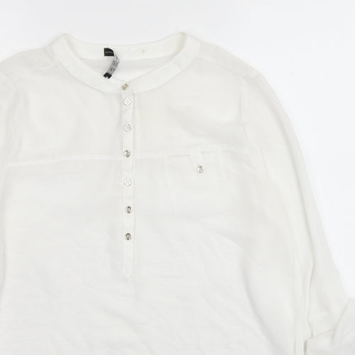 Atmosphere Womens White Polyester Basic Blouse Size 10 Round Neck
