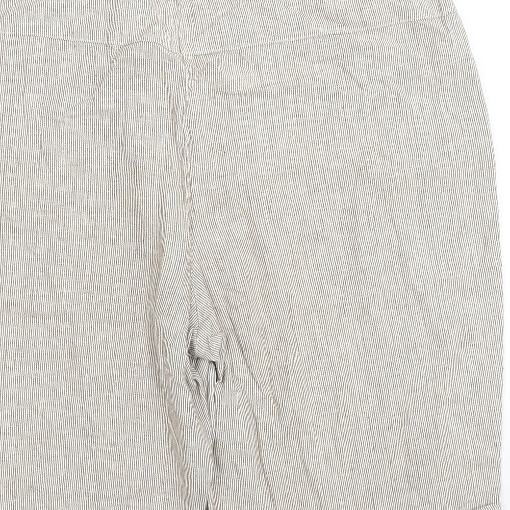 Soon Womens Beige Striped Linen Bermuda Shorts Size 16 Regular Zip