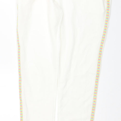 MJA Womens White Polyester Trousers Size S Regular Drawstring