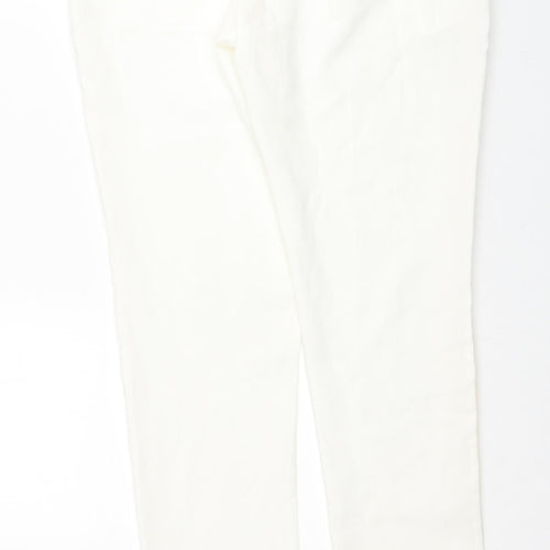 MJA Womens White Polyester Trousers Size S Regular Drawstring