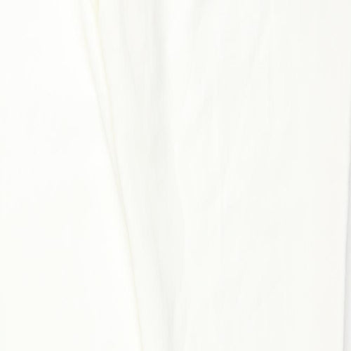 MJA Womens White Polyester Trousers Size S Regular Drawstring