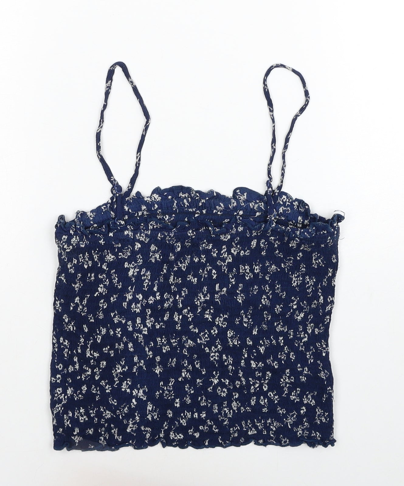 Urban Outfitters Womens Blue Floral Viscose Camisole Tank Size M Square Neck - Shirring