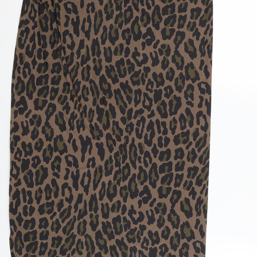 PRETTYLITTLETHING Womens Brown Animal Print Polyester Sheath Size 12 Off the Shoulder Pullover - Leopard Print