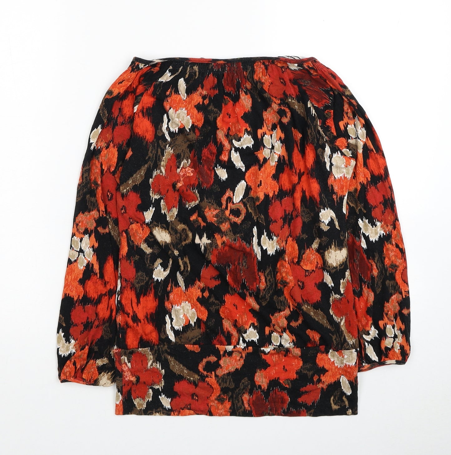 Marks and Spencer Womens Red Floral Viscose Basic Blouse Size 8 Scoop Neck
