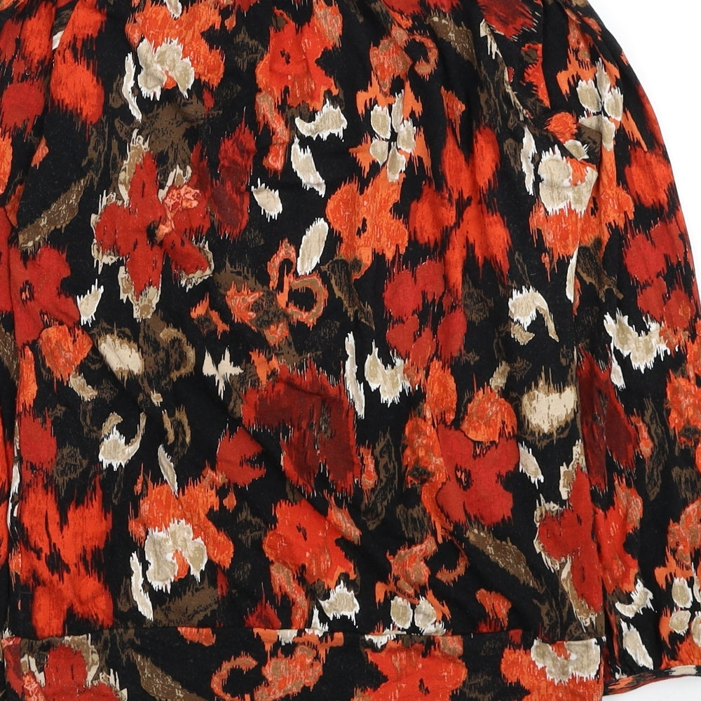 Marks and Spencer Womens Red Floral Viscose Basic Blouse Size 8 Scoop Neck