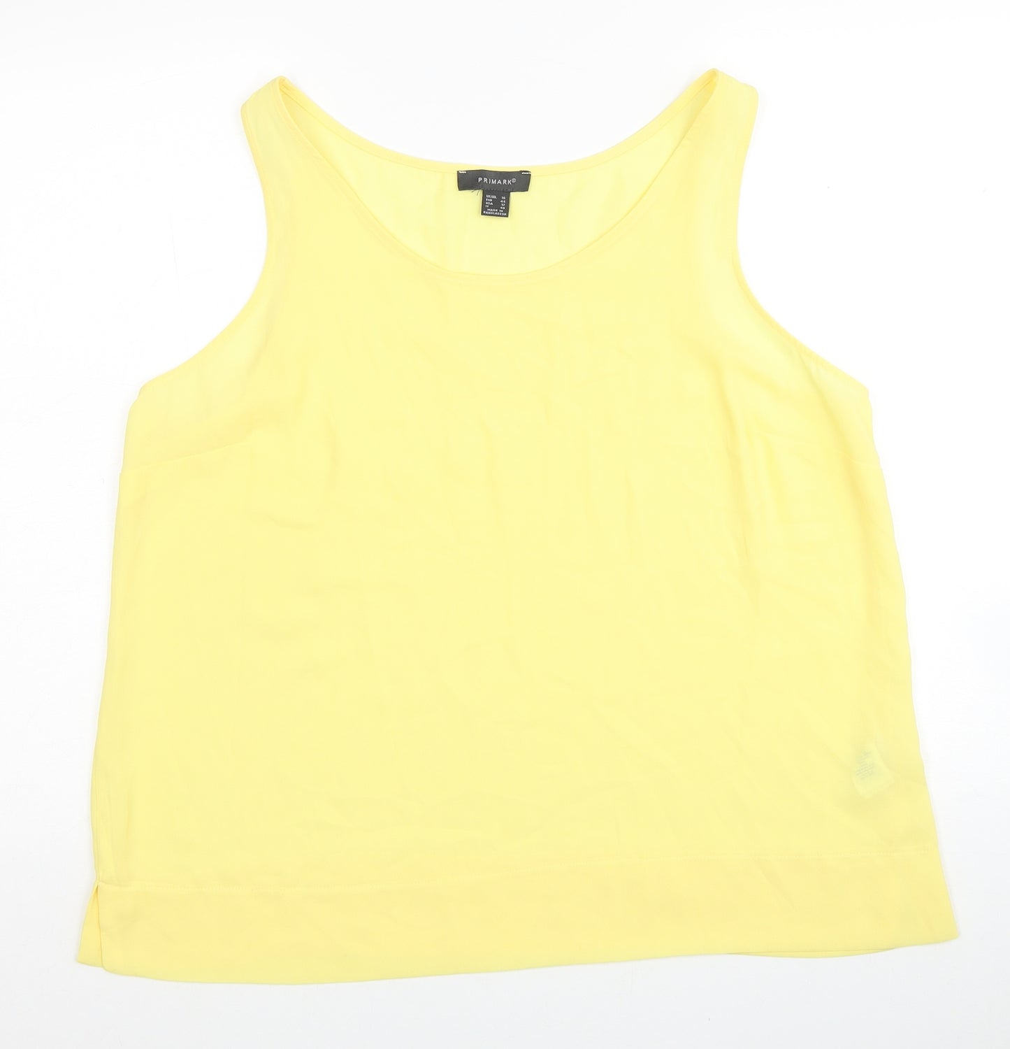 Primark Womens Yellow Polyester Basic Blouse Size 16 Scoop Neck