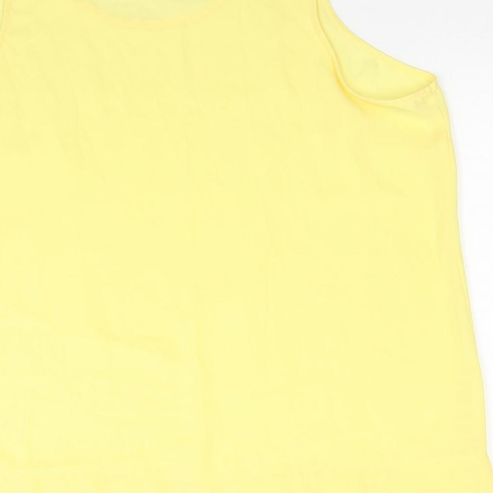 Primark Womens Yellow Polyester Basic Blouse Size 16 Scoop Neck