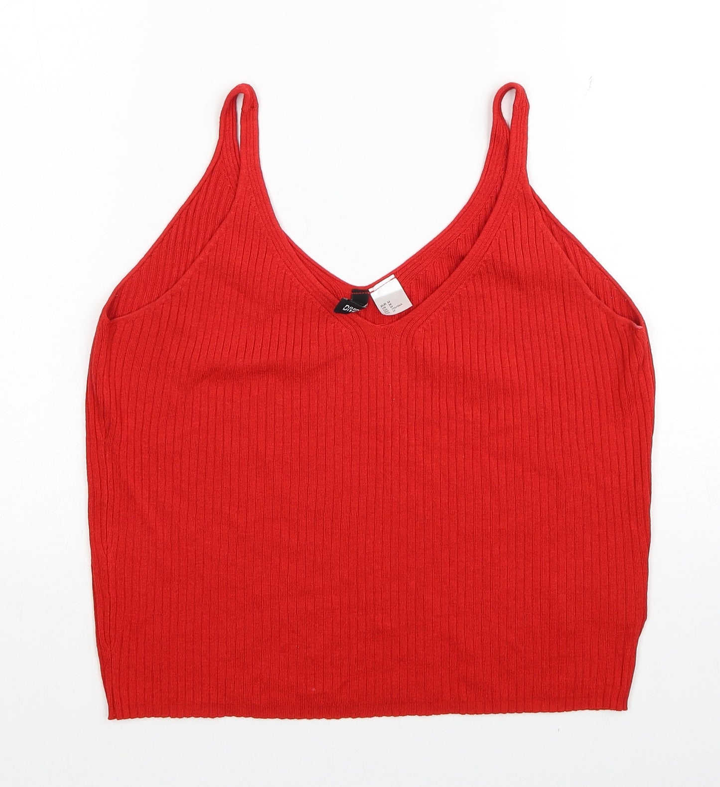 H&M Womens Red Viscose Basic Tank Size M V-Neck