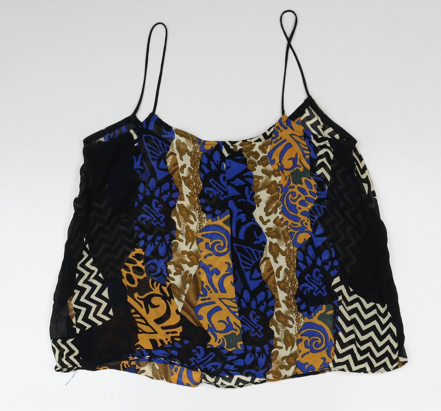 Topshop Womens Multicoloured Geometric Polyester Camisole Blouse Size 10 Scoop Neck