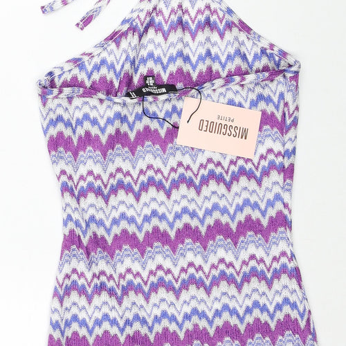Missguided Womens Multicoloured Geometric Polyester Mini Size 4XL Halter Tie