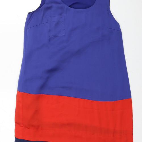 Marks and Spencer Womens Blue Colourblock Polyester Shift Size 12 Scoop Neck Pullover