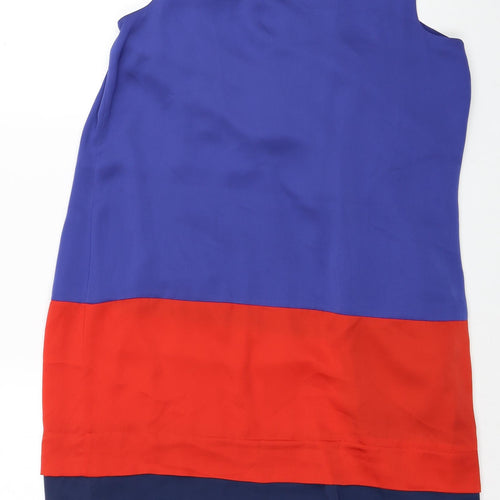 Marks and Spencer Womens Blue Colourblock Polyester Shift Size 12 Scoop Neck Pullover