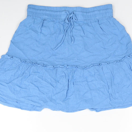 Primark Womens Blue Viscose Flare Skirt Size 6 Drawstring