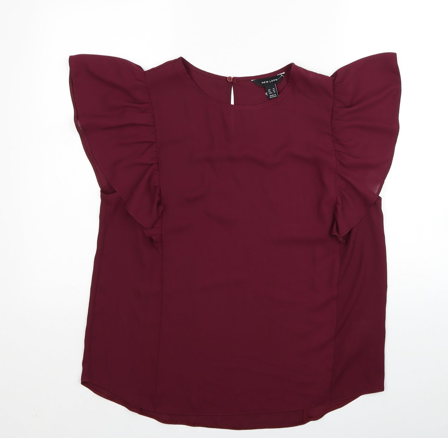 New Look Womens Red Polyester Basic Blouse Size 12 Round Neck