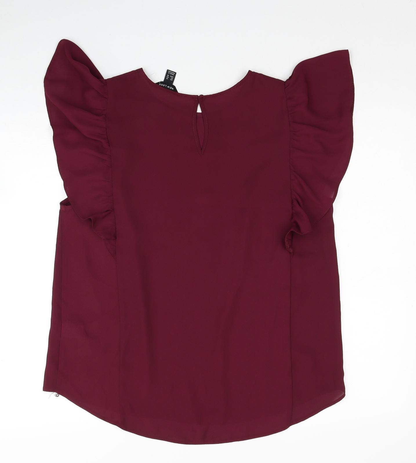New Look Womens Red Polyester Basic Blouse Size 12 Round Neck