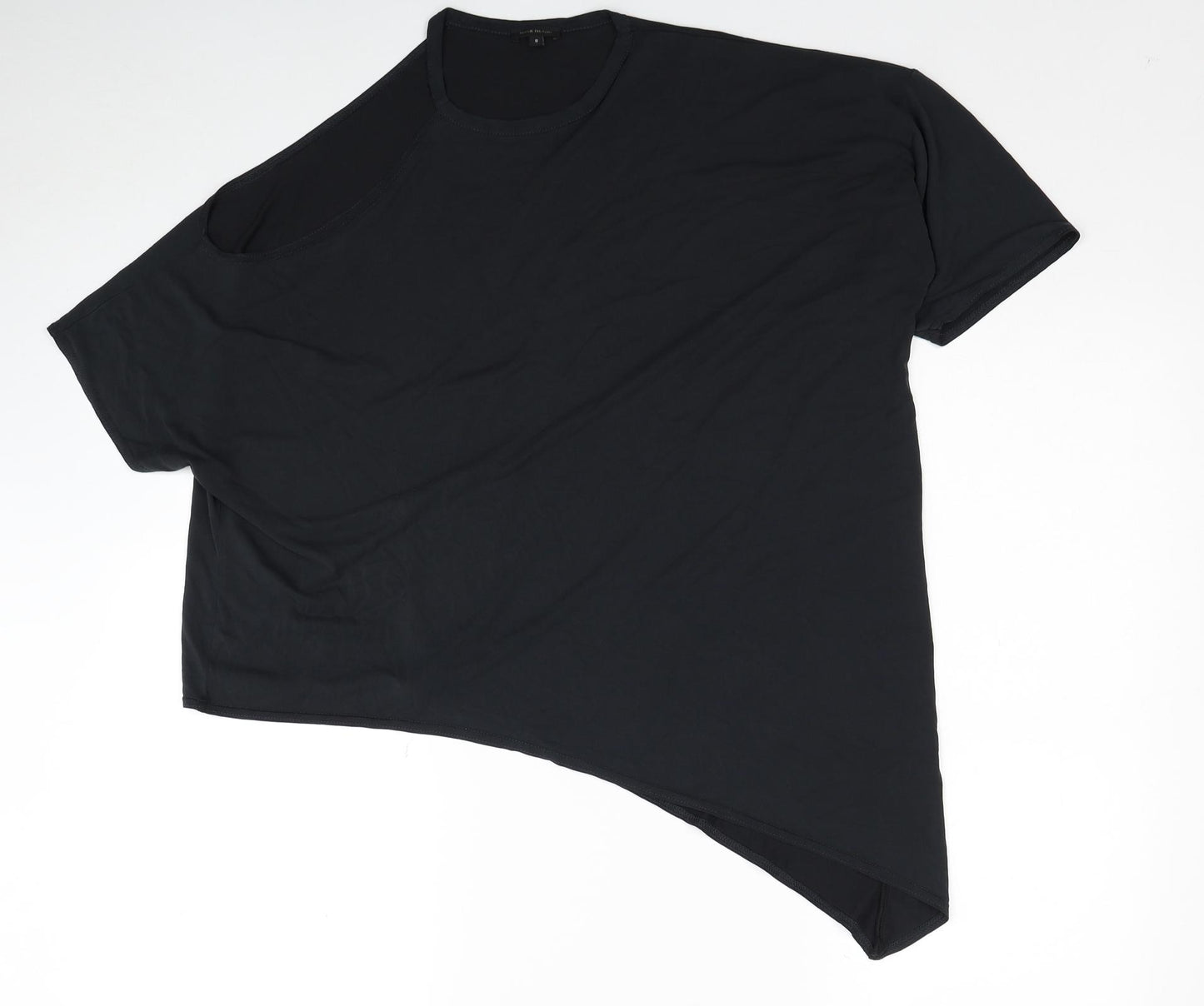 River Island Womens Black Viscose Basic T-Shirt Size 8 Round Neck