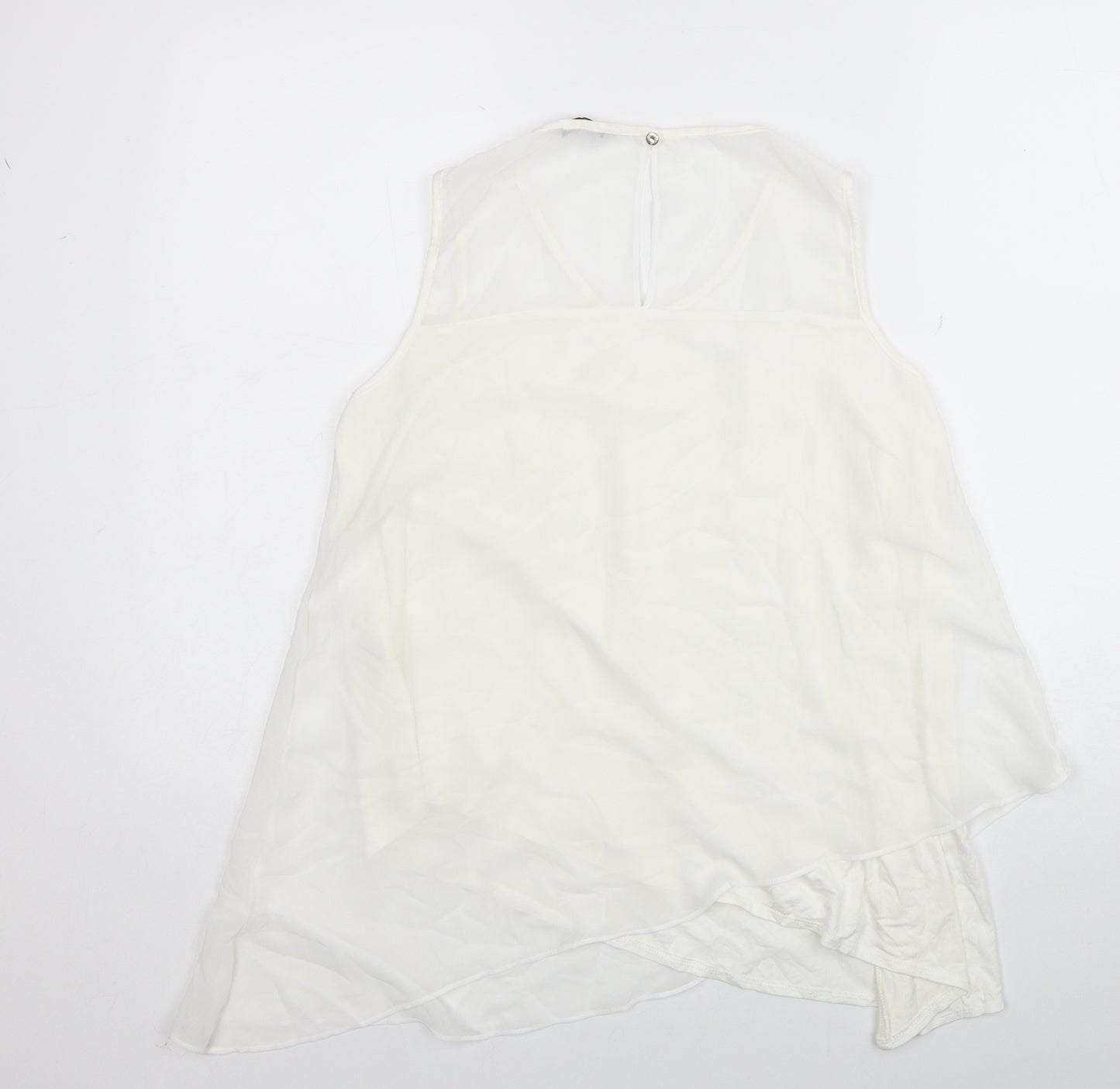 TU Womens White Polyester Basic Blouse Size 10 Scoop Neck