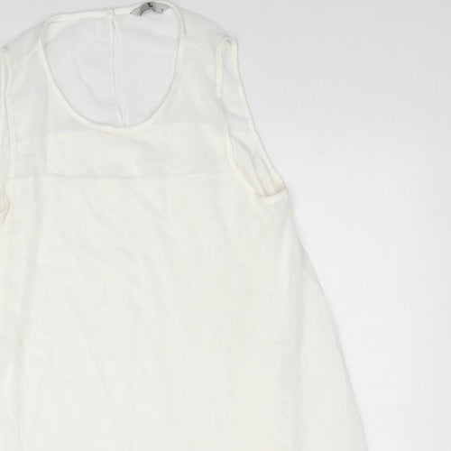 TU Womens White Polyester Basic Blouse Size 10 Scoop Neck