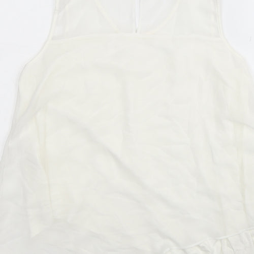 TU Womens White Polyester Basic Blouse Size 10 Scoop Neck