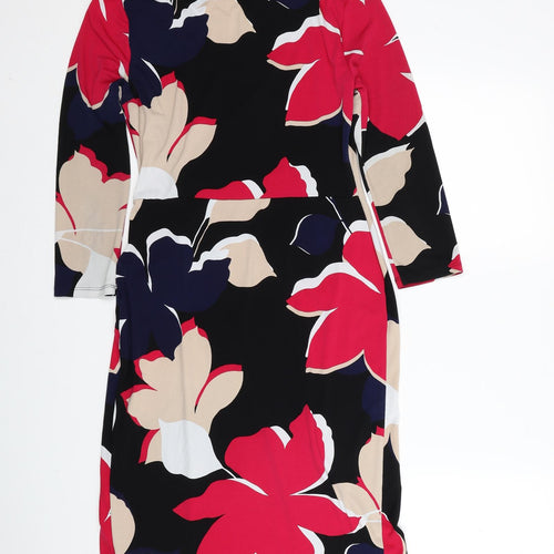Debenhams Womens Multicoloured Geometric Polyester Sheath Size 8 Boat Neck Pullover