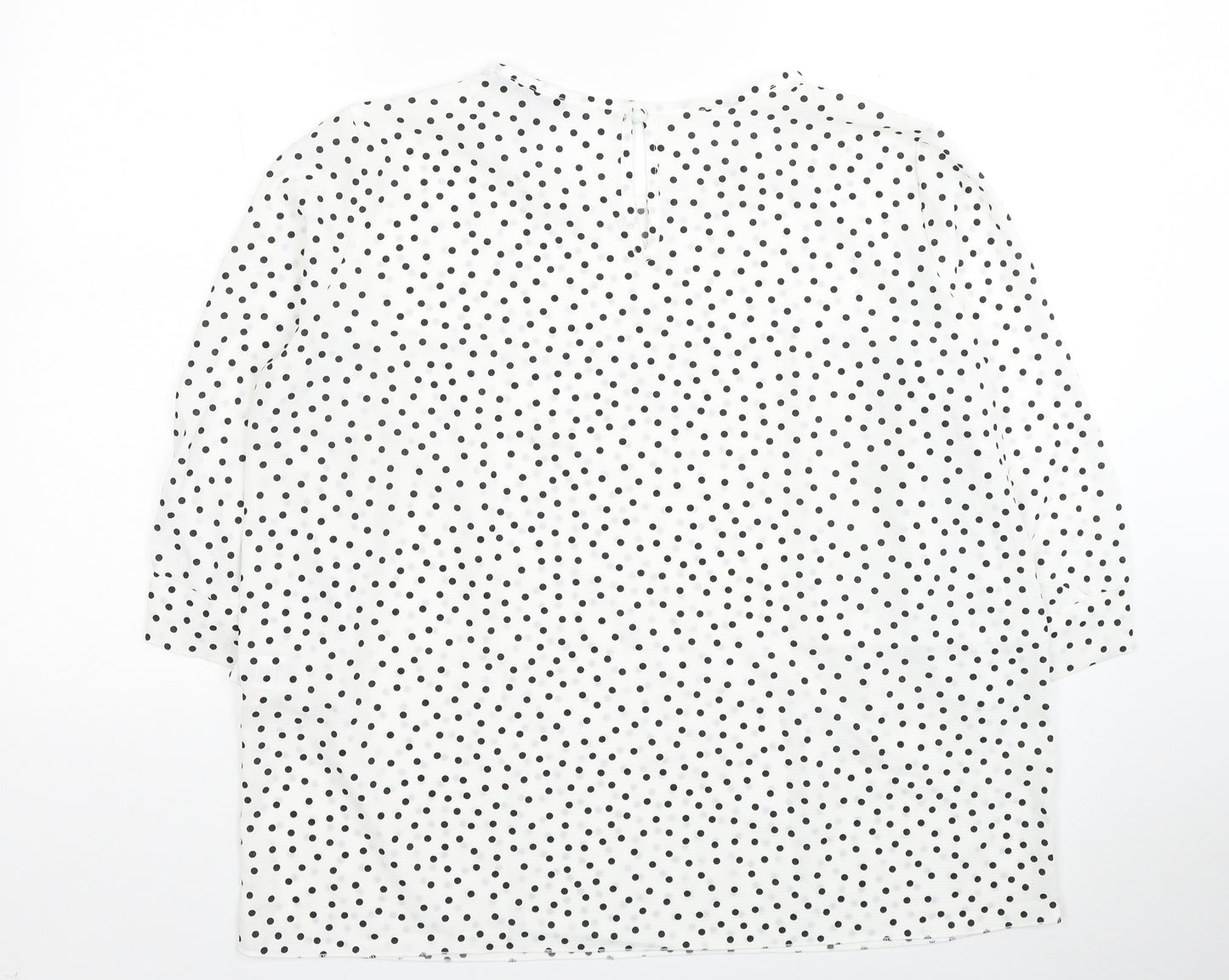 Boohoo Womens White Polka Dot Polyester Basic Blouse Size 20 Round Neck