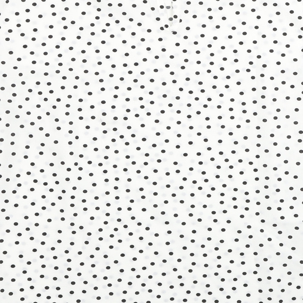 Boohoo Womens White Polka Dot Polyester Basic Blouse Size 20 Round Neck