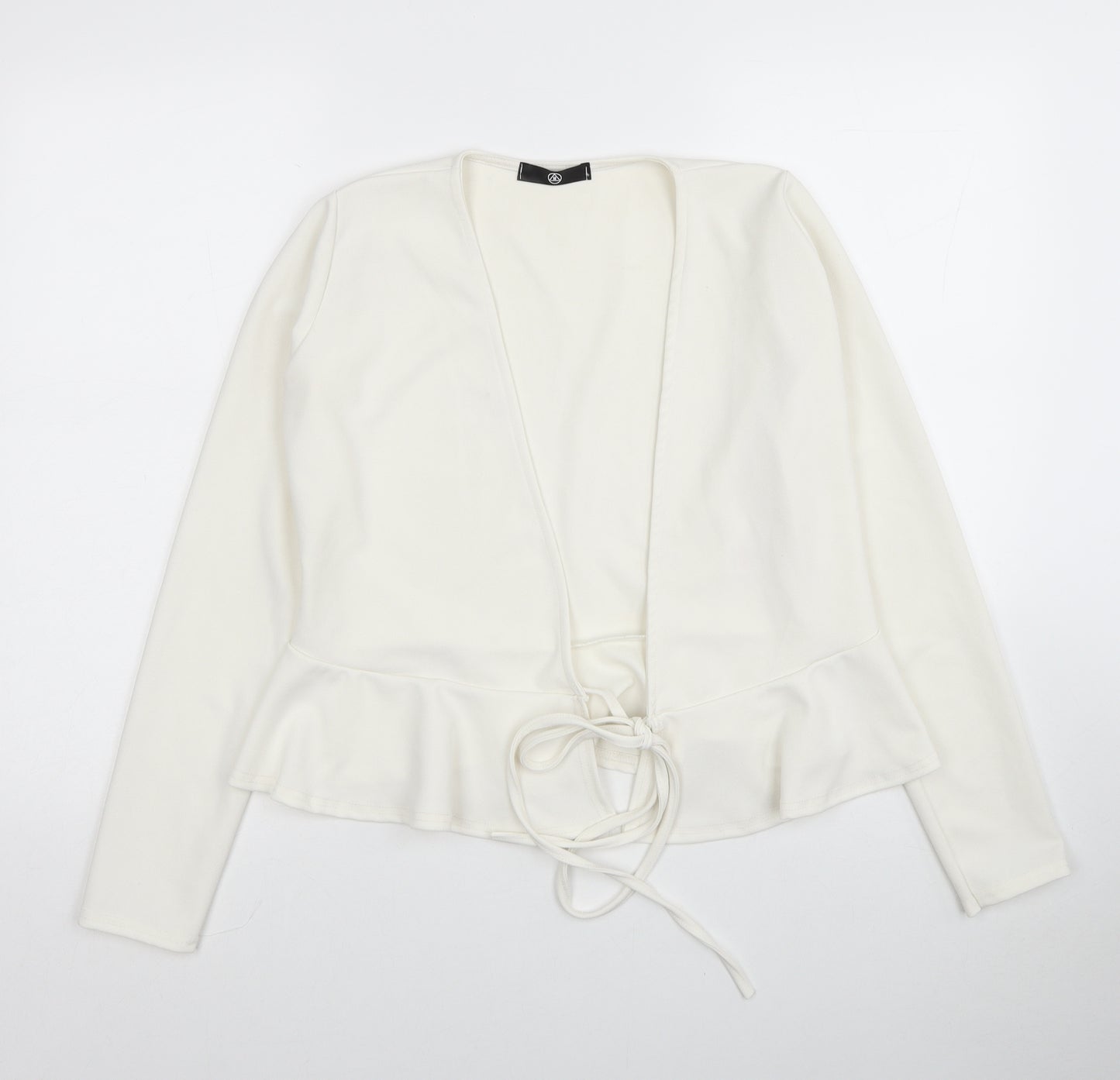 Missguided Womens White Polyester Basic Blouse Size 12 V-Neck - Peplum