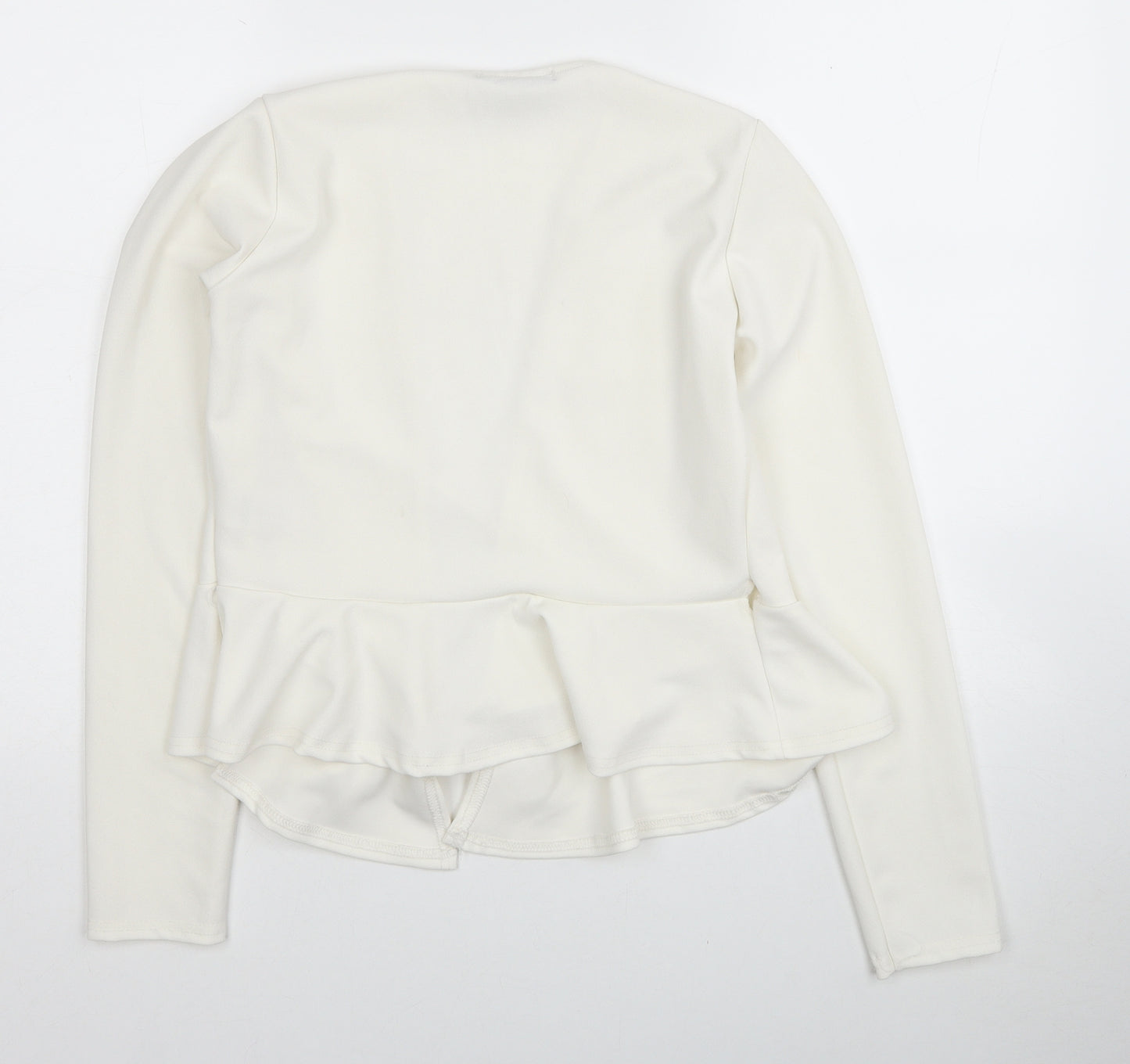 Missguided Womens White Polyester Basic Blouse Size 12 V-Neck - Peplum