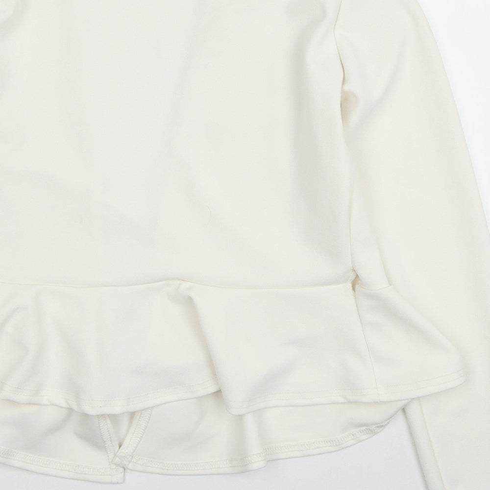 Missguided Womens White Polyester Basic Blouse Size 12 V-Neck - Peplum