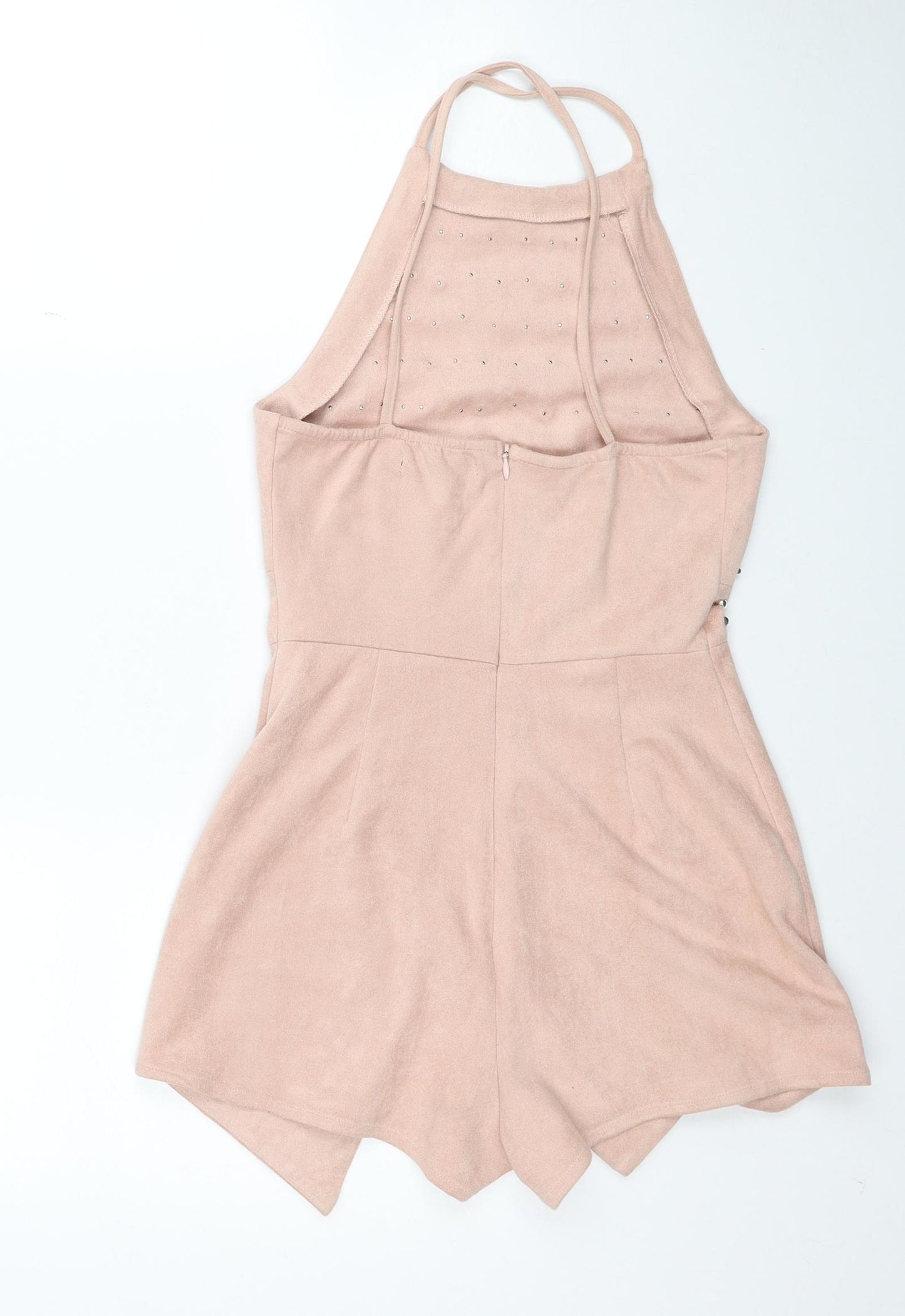 Missguided Womens Pink Polyester Playsuit One-Piece Size 6 Zip