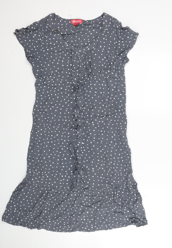 Monsoon Womens Grey Polka Dot Viscose A-Line Size 10 Round Neck Pullover