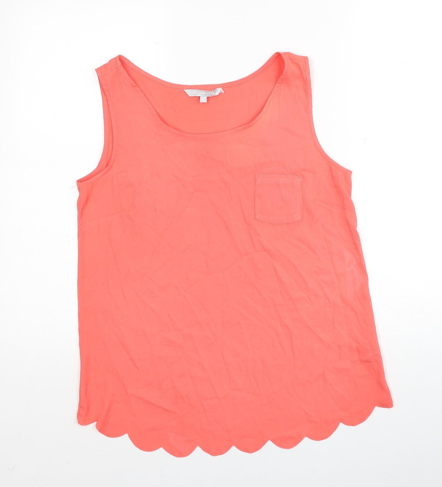 Red Herring Womens Red Polyester Basic Tank Size 12 Boat Neck - Scalloped