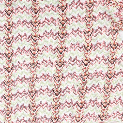 BHS Womens Multicoloured Geometric Cotton Basic T-Shirt Size 14 Scoop Neck - Embellished Neckline