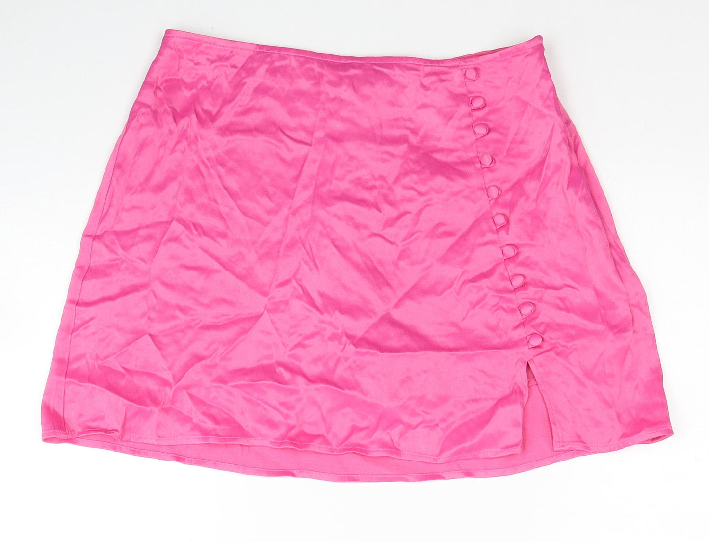 Zara Womens Pink Viscose A-Line Skirt Size M Zip