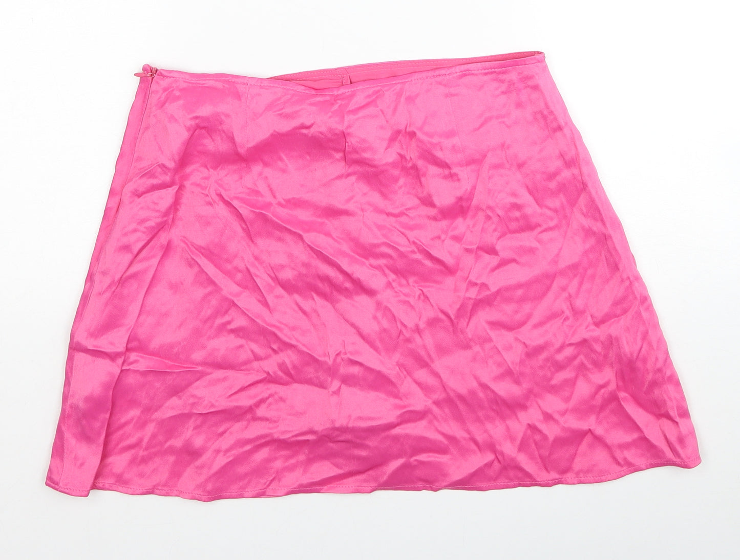 Zara Womens Pink Viscose A-Line Skirt Size M Zip
