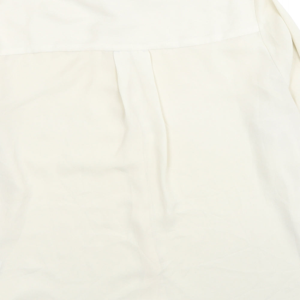 Marks and Spencer Womens Ivory Polyester Basic Button-Up Size 16 Collared