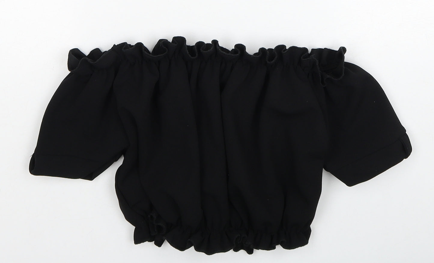 New Look Womens Black Polyester Cropped Blouse Size 8 Off the Shoulder