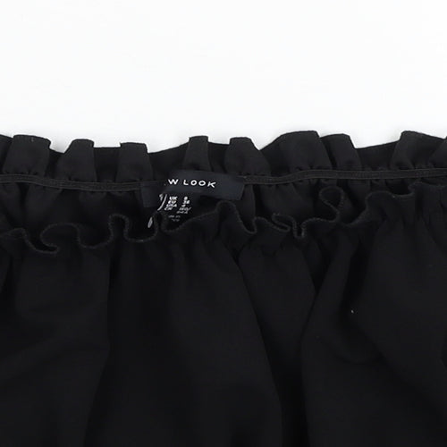 New Look Womens Black Polyester Cropped Blouse Size 8 Off the Shoulder