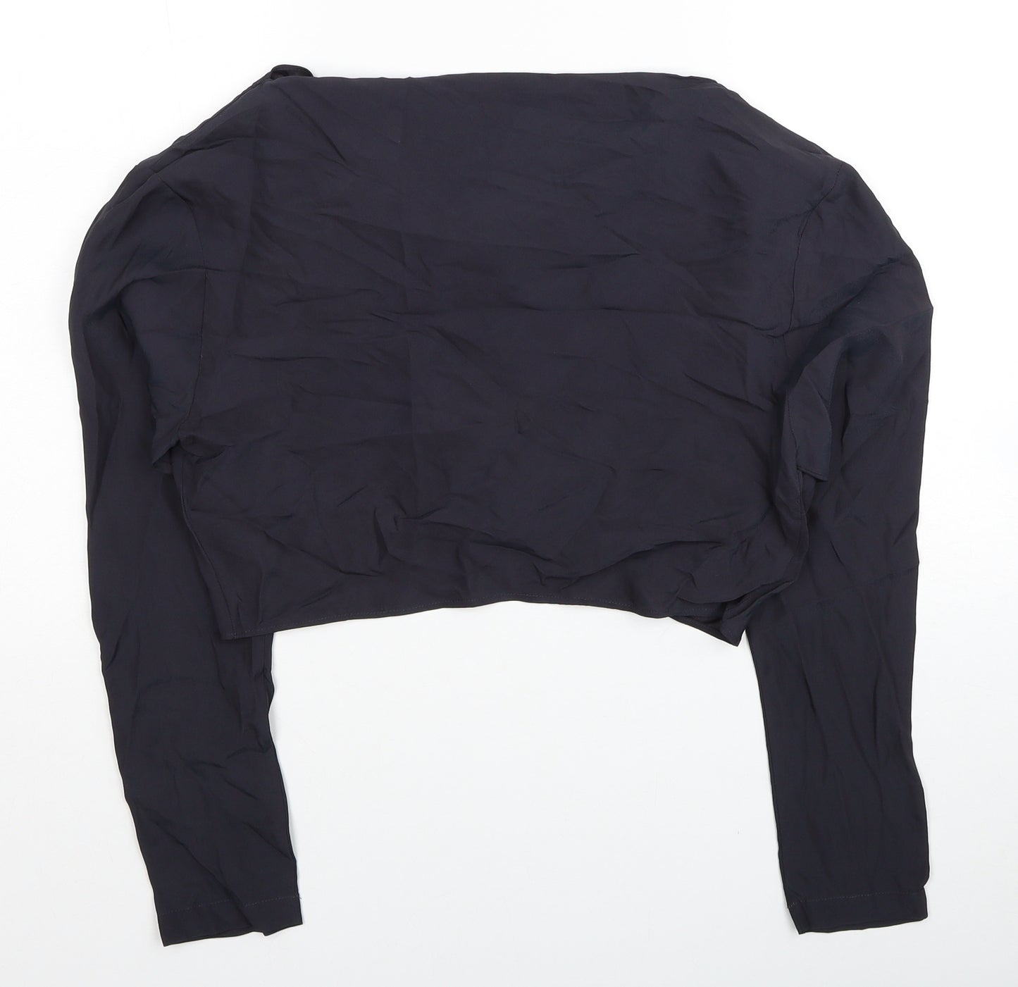 Zara Womens Black Viscose Cropped Blouse Size S Boat Neck