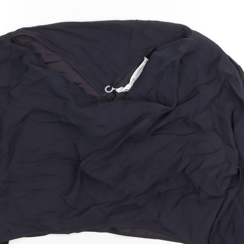 Zara Womens Black Viscose Cropped Blouse Size S Boat Neck